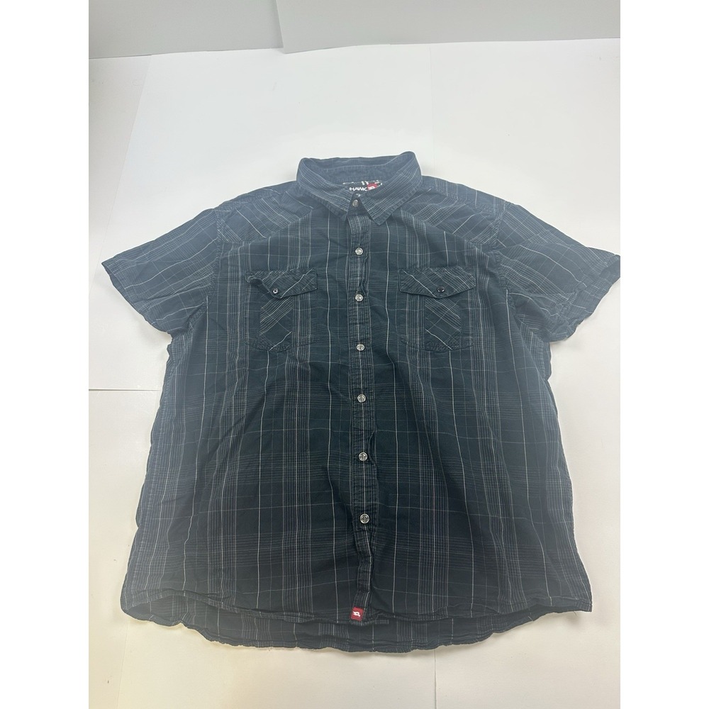 Tony Hawk Mens XL Pearl Snap Shirt Black Y2K Vintage Short Sleeve